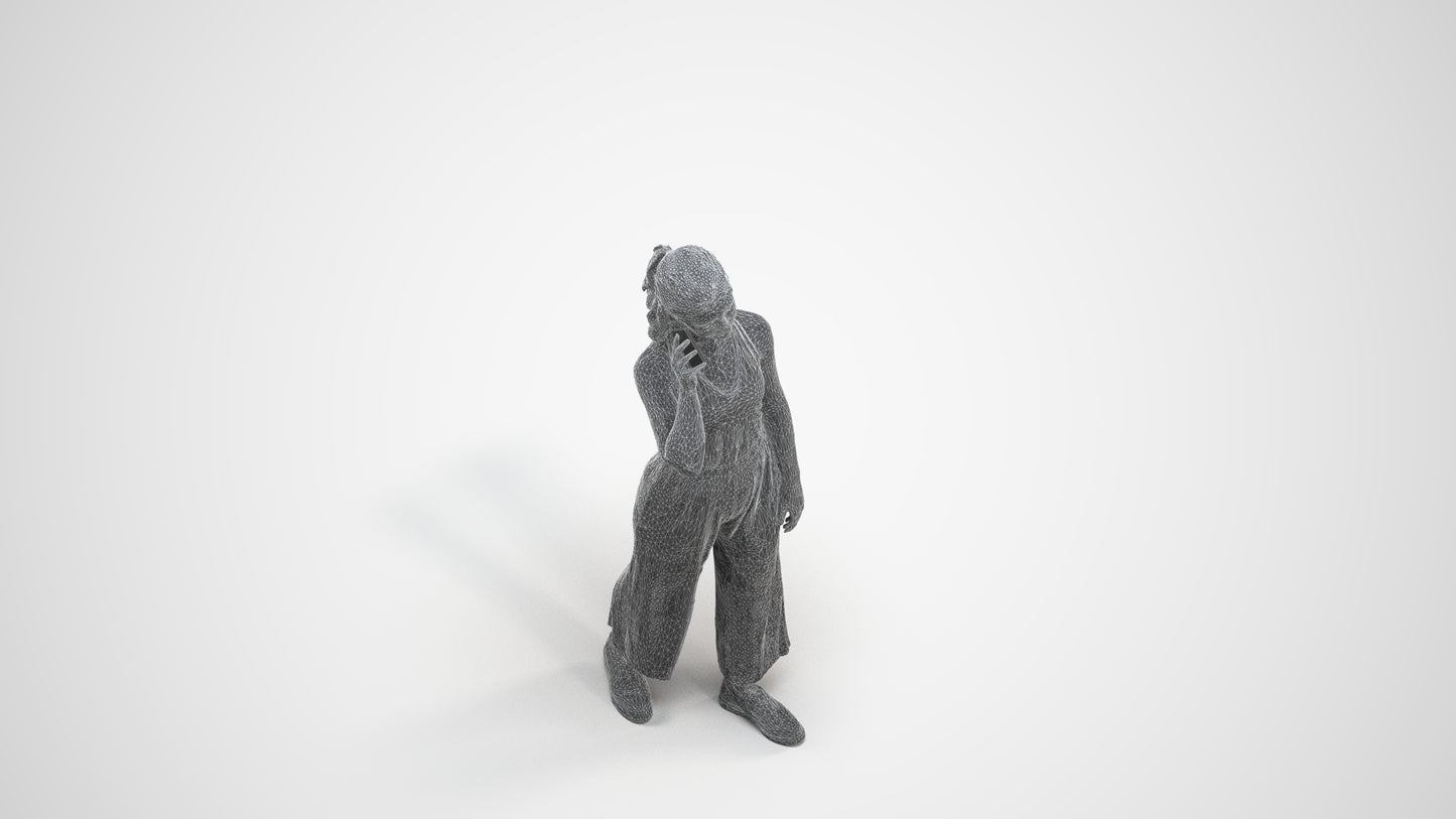 scanned 3D girl casual kids, photogrammetry people for Enscape and V-Ray, wireframe three-quarter view