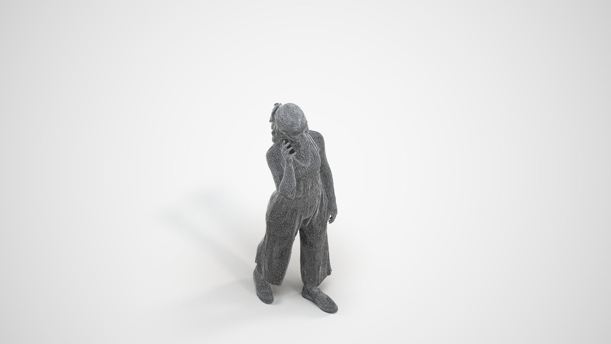 scanned 3D girl casual kids, photogrammetry people for Enscape and V-Ray, wireframe three-quarter view
