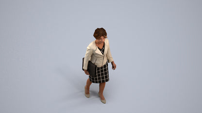 3D scanned woman walking business, photorealistic archviz people for Enscape and SketchUp, back view render