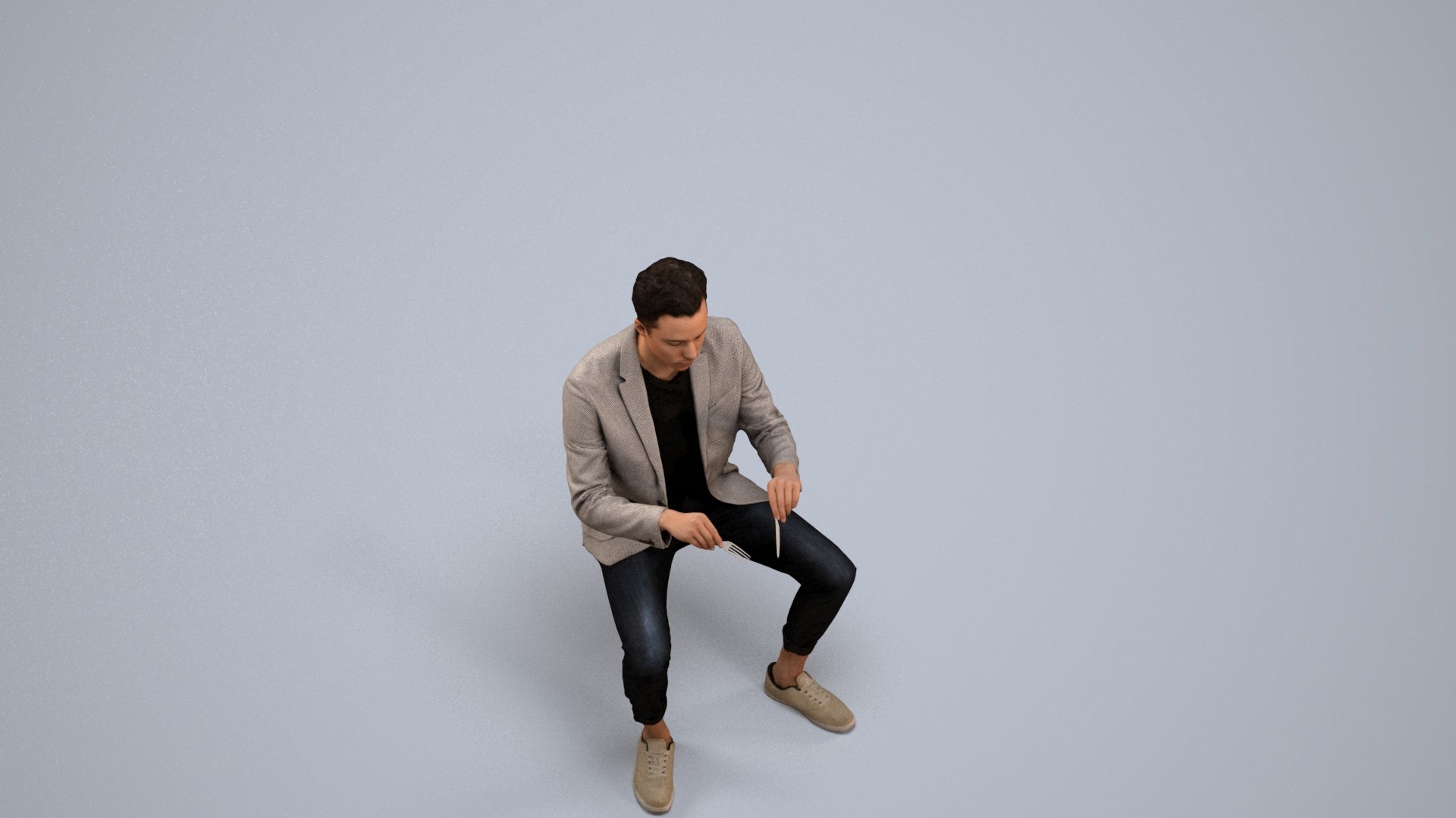 photogrammetry 3D man business, realistic human model archviz FBX, back view render