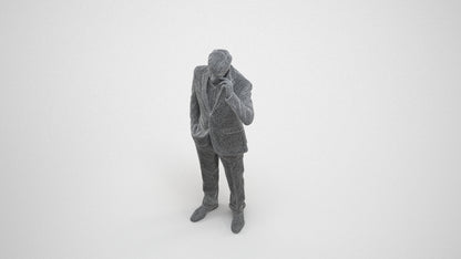 3D people model man business, scanned human for 3ds Max rendering, wireframe three-quarter view