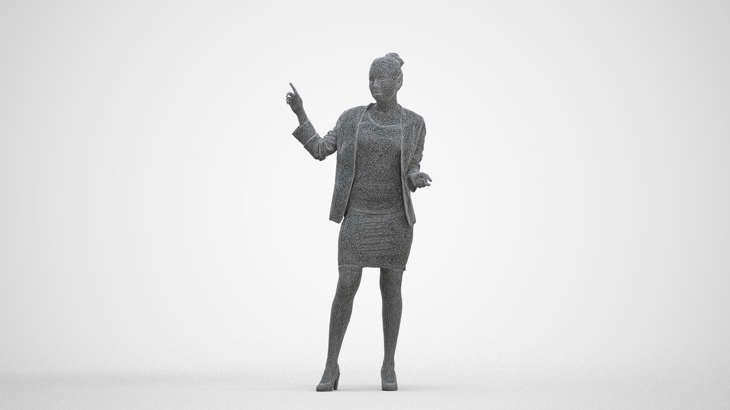 photogrammetry 3D woman business, realistic human model archviz FBX, three-quarter front view render