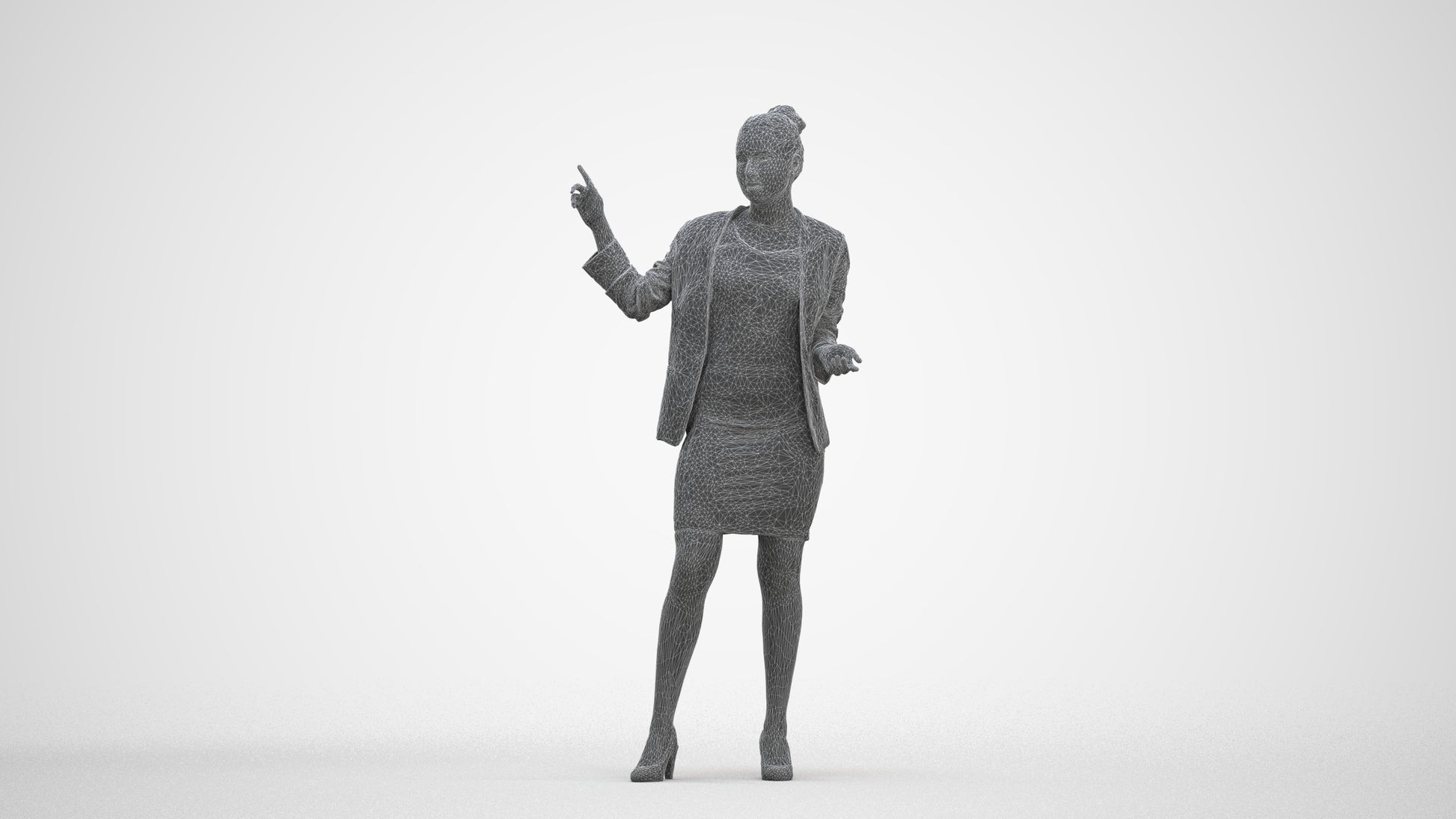 photogrammetry 3D woman business, realistic human model archviz FBX, three-quarter front view render