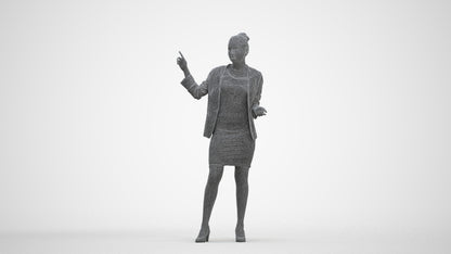 photogrammetry 3D woman business, realistic human model archviz FBX, three-quarter front view render