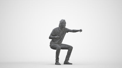 realistic 3D man casual sitting, scanned archviz people for Blender and 3ds Max, three-quarter front view render
