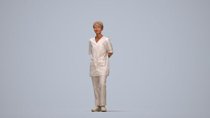realistic 3D human senior woman medical, archviz people FBX OBJ for Blender, top-down view render