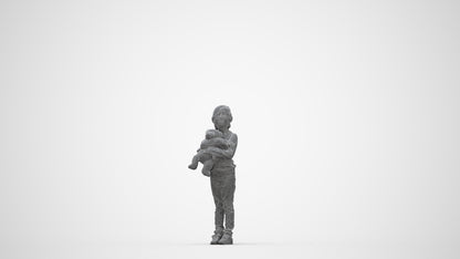 realistic 3D human girl casual standing, archviz people FBX OBJ for Blender, wireframe back view