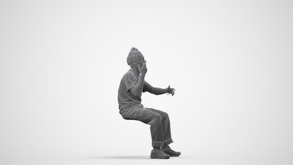 realistic 3D people man casual sitting, render-ready for V-Ray and Corona, FBX OBJ, wireframe side view