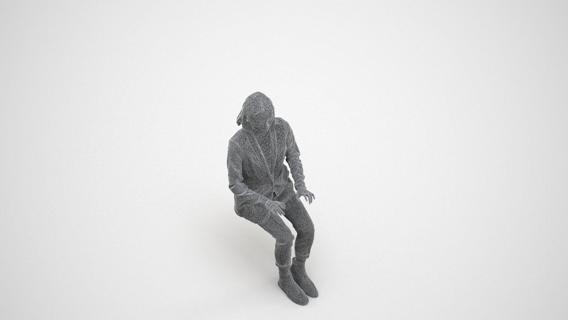 scanned 3D woman business, photogrammetry people for Enscape and V-Ray, wireframe three-quarter view