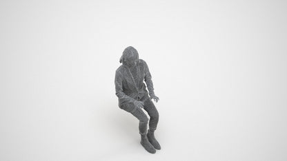 scanned 3D woman business, photogrammetry people for Enscape and V-Ray, wireframe three-quarter view