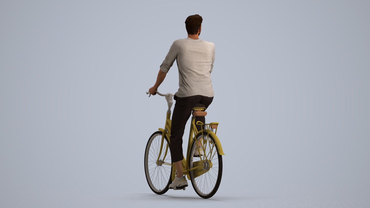 3D scanned man sitting casual, photorealistic archviz people for Enscape and SketchUp, front view render