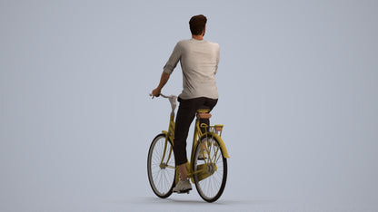 3D scanned man sitting casual, photorealistic archviz people for Enscape and SketchUp, front view render