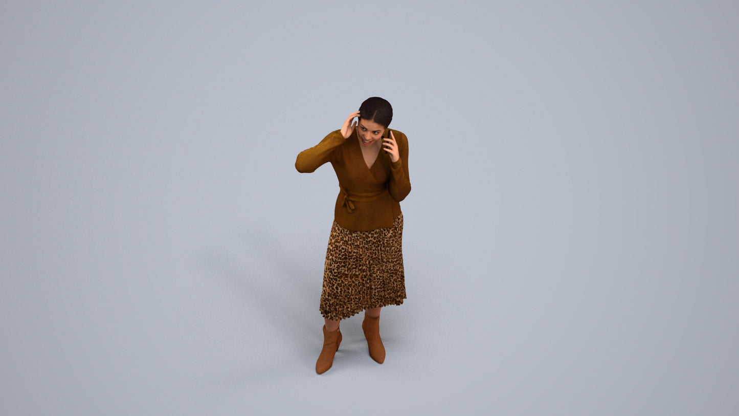3D people model woman casual standing, scanned human for 3ds Max rendering, back view render