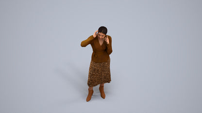 3D people model woman casual standing, scanned human for 3ds Max rendering, back view render