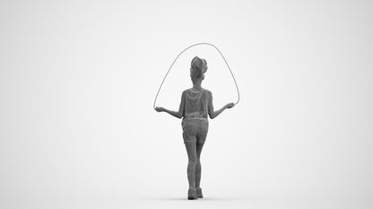 scanned 3D girl sport kids, photogrammetry people for Enscape and V-Ray, wireframe front view