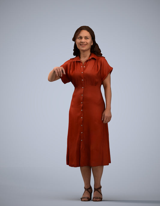 realistic 3D woman casual standing, scanned archviz people for Blender and 3ds Max