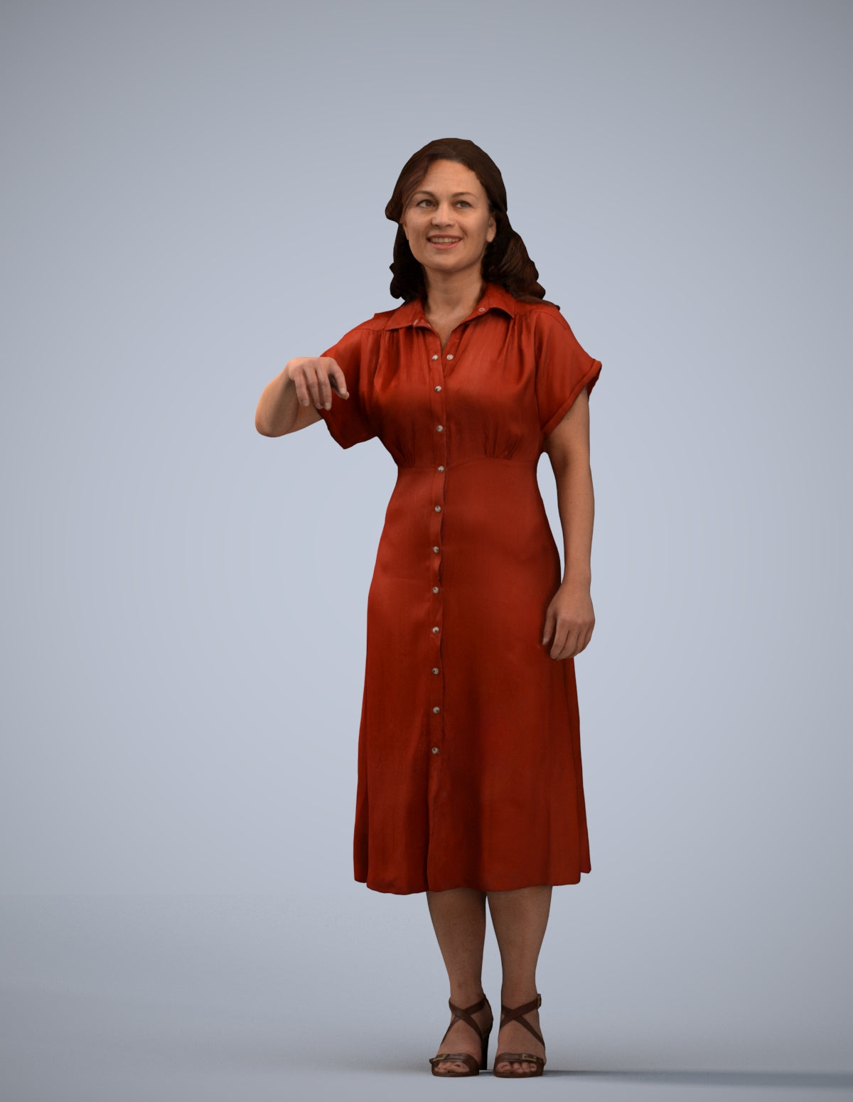 realistic 3D woman casual standing, scanned archviz people for Blender and 3ds Max