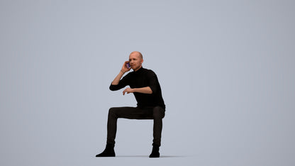 3D human model man casual business, photogrammetry scanned person for archviz, top-down view render