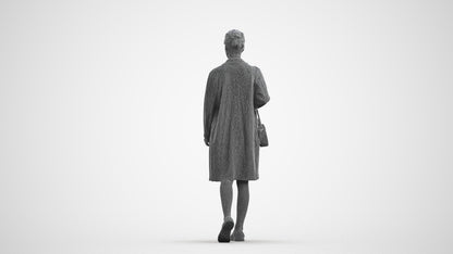 3D people model woman casual walking, scanned human for 3ds Max rendering, wireframe front view