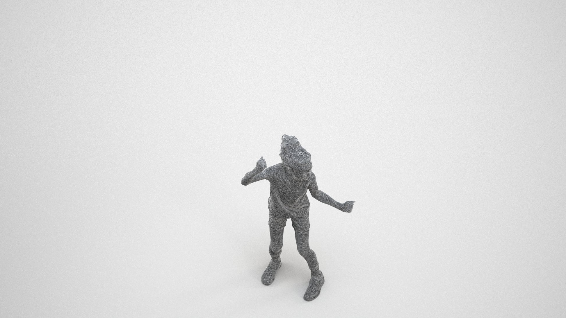 realistic 3D girl casual kids, scanned archviz people for Blender and 3ds Max, wireframe three-quarter view
