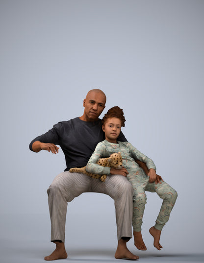 3D human model girl casual kids, photogrammetry scanned person for archviz