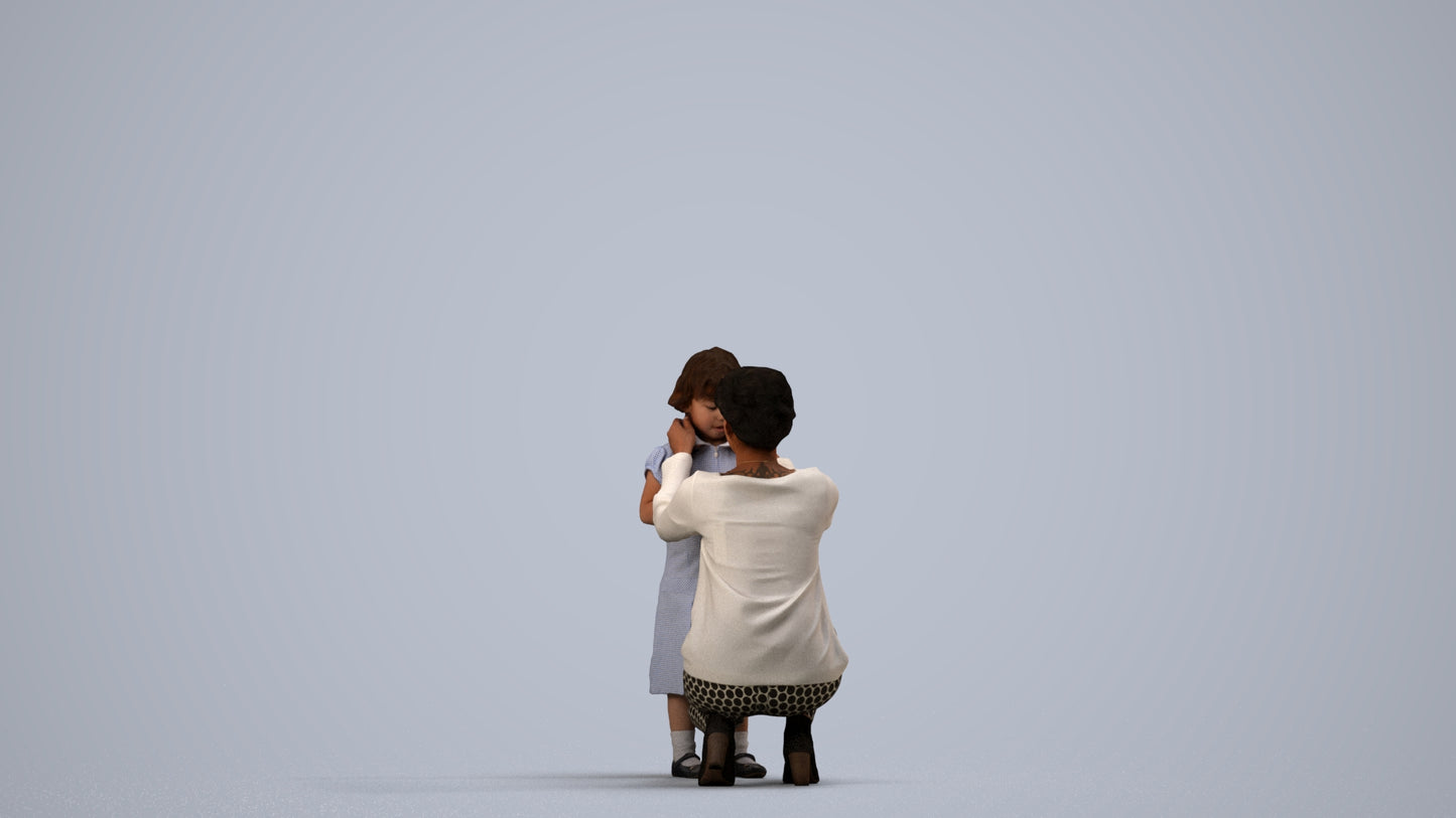 realistic 3D people woman casual kids, render-ready for V-Ray and Corona, FBX OBJ, side view render