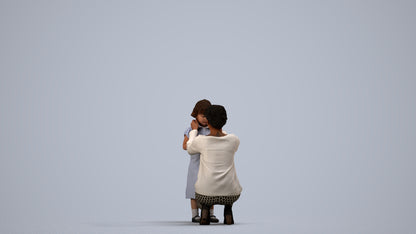 realistic 3D people woman casual kids, render-ready for V-Ray and Corona, FBX OBJ, side view render