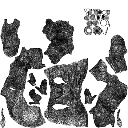 realistic 3D people senior woman casual sitting, render-ready for V-Ray and Corona, FBX OBJ, wireframe top-down view
