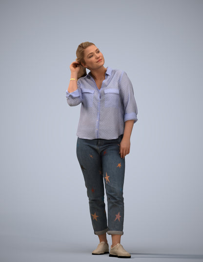 realistic 3D people woman casual standing, render-ready for V-Ray and Corona, FBX OBJ