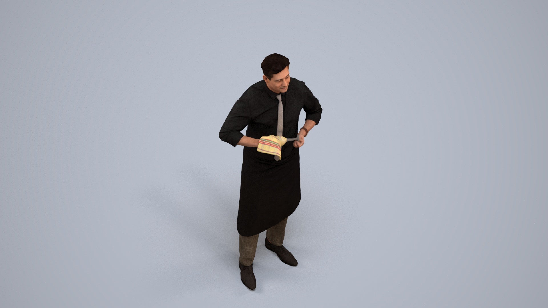 photogrammetry 3D man standing, realistic human model archviz FBX, back view render