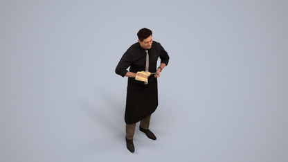 photogrammetry 3D man standing, realistic human model archviz FBX, back view render