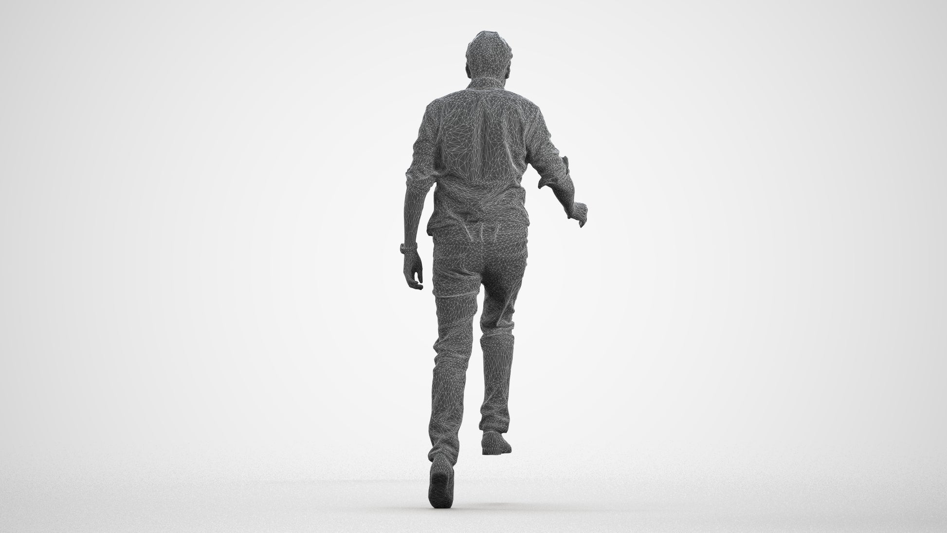 realistic 3D human man casual standing, archviz people FBX OBJ for Blender, wireframe front view