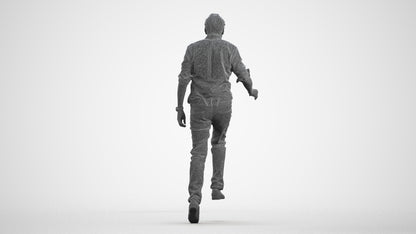 realistic 3D human man casual standing, archviz people FBX OBJ for Blender, wireframe front view