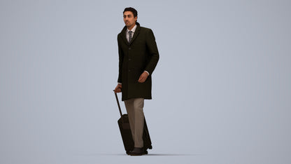 realistic 3D people man business, render-ready for V-Ray and Corona, FBX OBJ, top-down view render