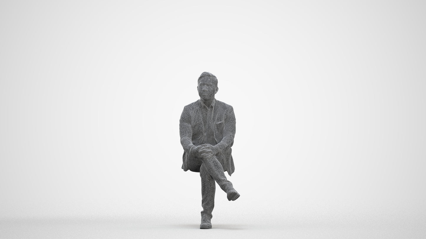 3D people model man business, scanned human for 3ds Max rendering, three-quarter front view render