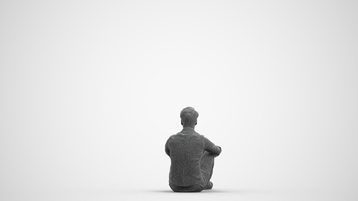scanned 3D man casual mix, photogrammetry people for Enscape and V-Ray, wireframe front view