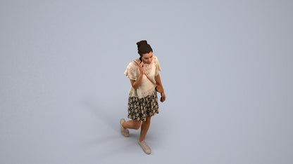 3D people model woman casual walking, scanned human for 3ds Max rendering, back view render