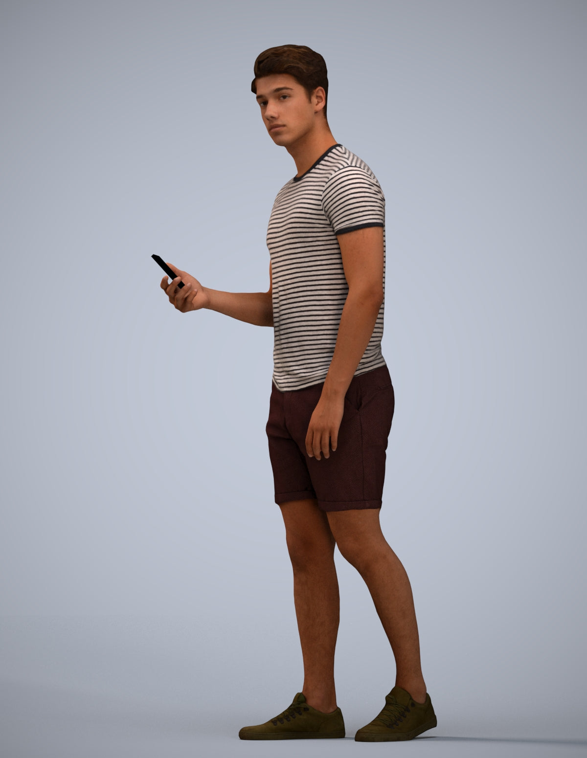 realistic 3D human man casual standing, archviz people FBX OBJ for Blender