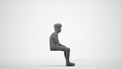 3D scanned boy kids casual, photorealistic archviz people for Enscape and SketchUp, wireframe side view
