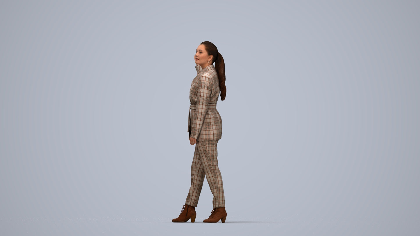 3D people model woman business, scanned human for 3ds Max rendering, top-down view render