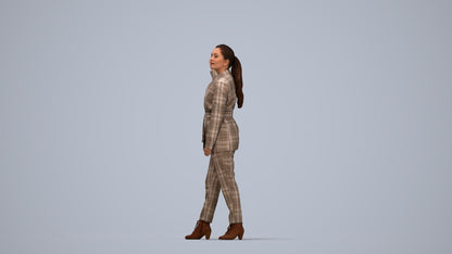 3D people model woman business, scanned human for 3ds Max rendering, top-down view render