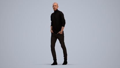 photogrammetry 3D man casual walking, realistic human model archviz FBX, standing pose render