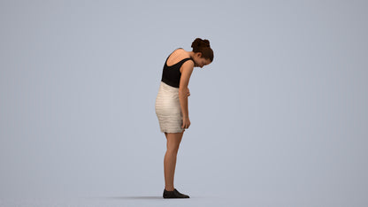 realistic 3D human girl casual kids, archviz people FBX OBJ for Blender, side view render