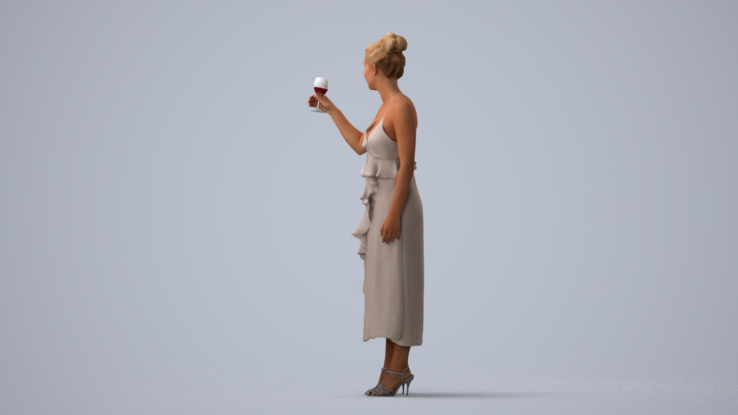 3D people model woman formal formalaffairs, scanned human for 3ds Max rendering, three-quarter view render