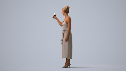 3D people model woman formal formalaffairs, scanned human for 3ds Max rendering, three-quarter view render