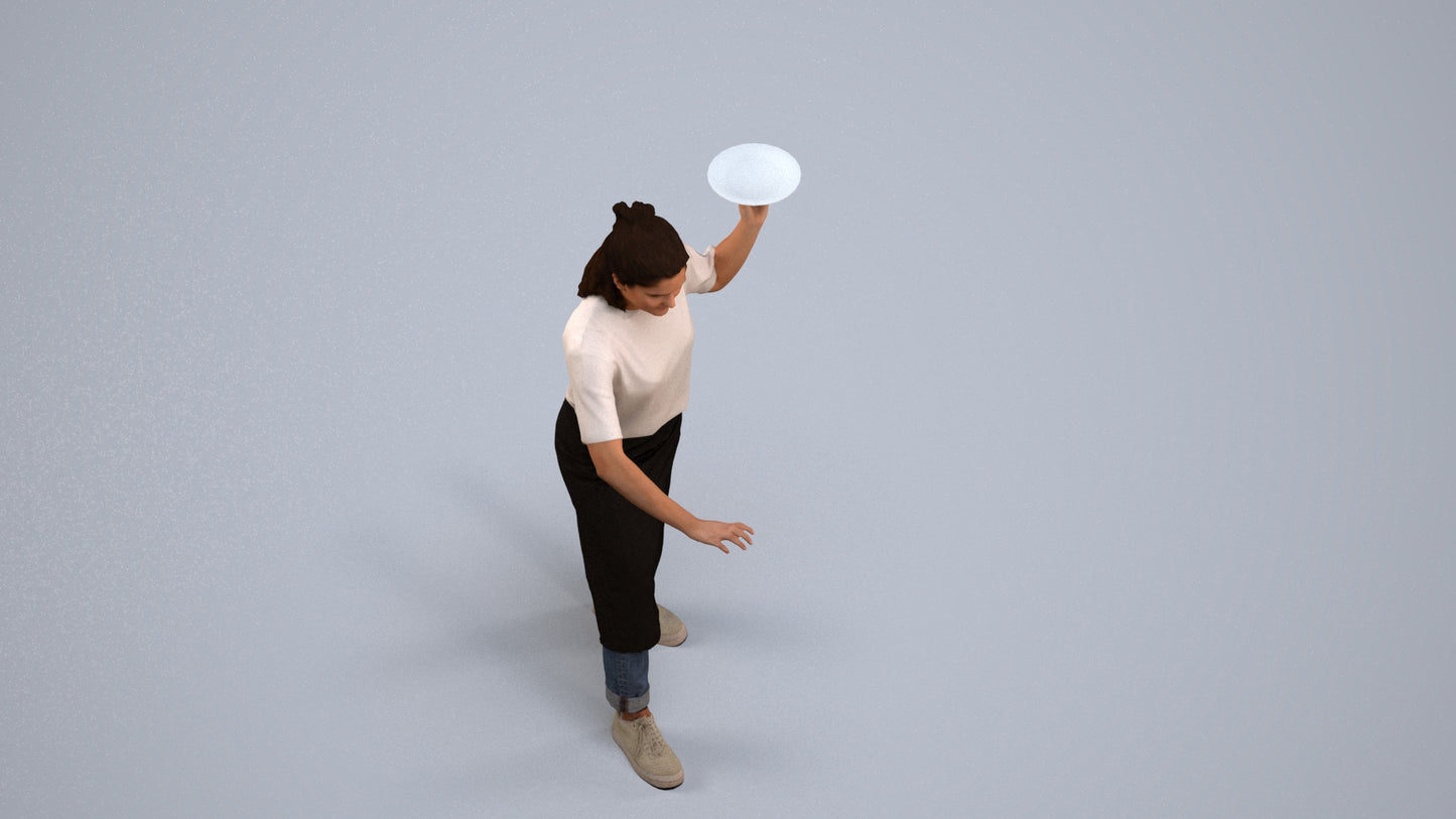 3D people model woman hospitality, scanned human for 3ds Max rendering, back view render