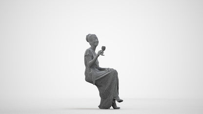 scanned 3D woman formal formalaffairs, photogrammetry people for Enscape and V-Ray, wireframe side view