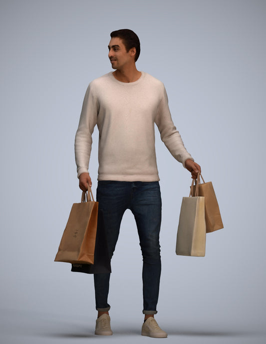 3D people model man casual formal, scanned human for 3ds Max rendering