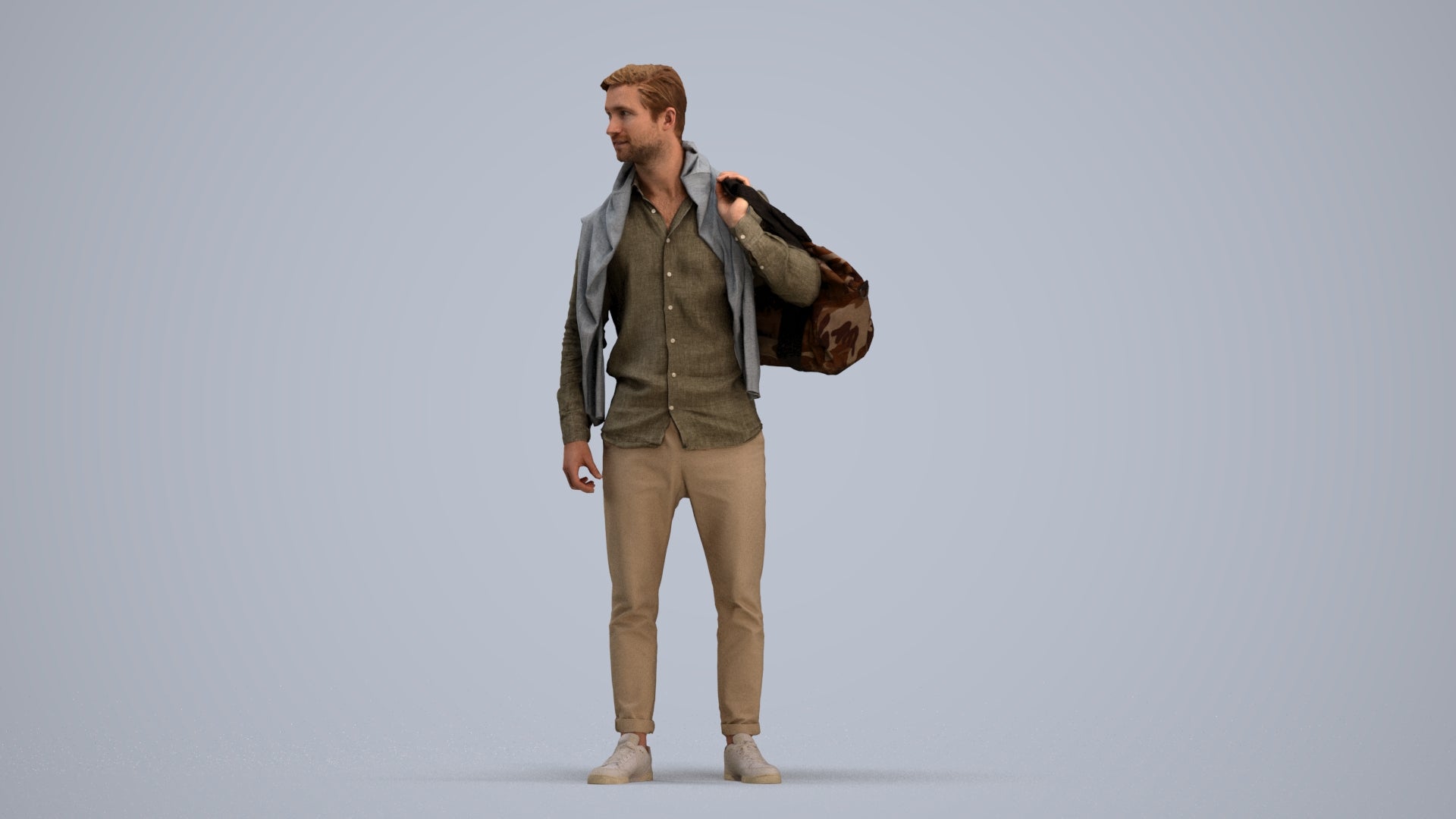 realistic 3D people man casual standing, render-ready for V-Ray and Corona, FBX OBJ, standing pose render
