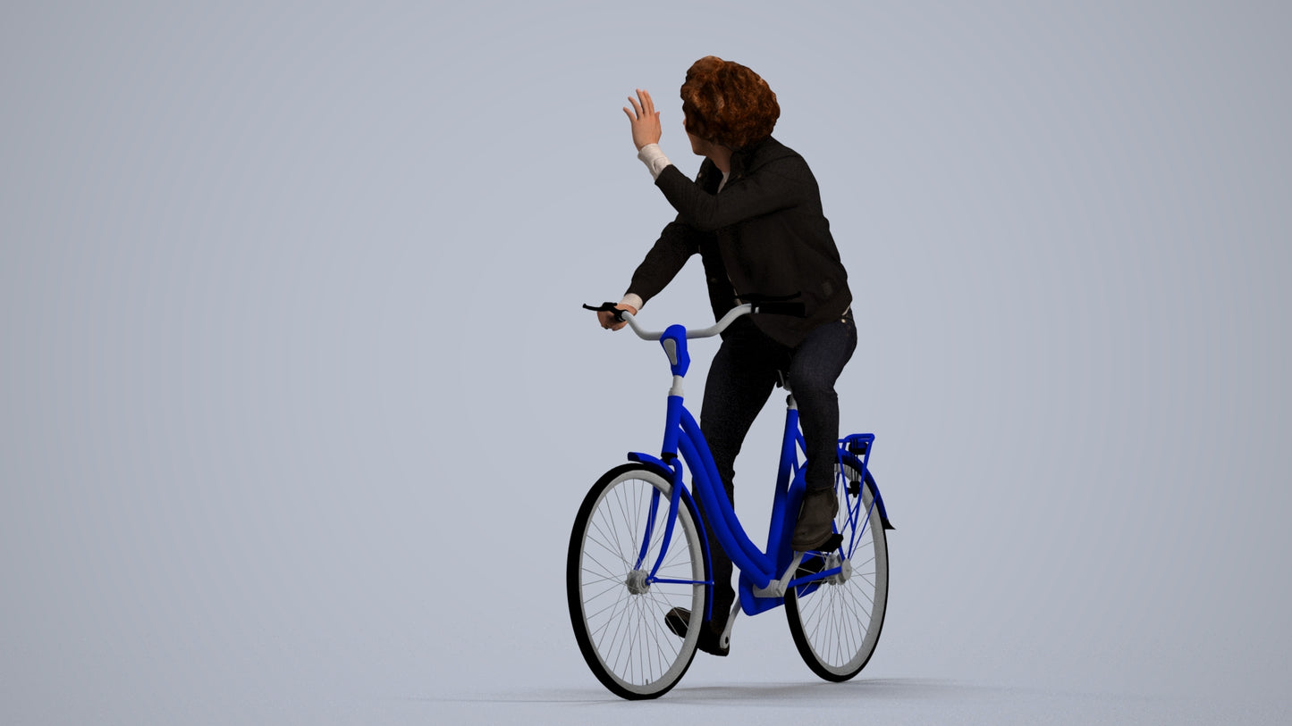 3D people model man casual cycling, scanned human for 3ds Max rendering, front view render